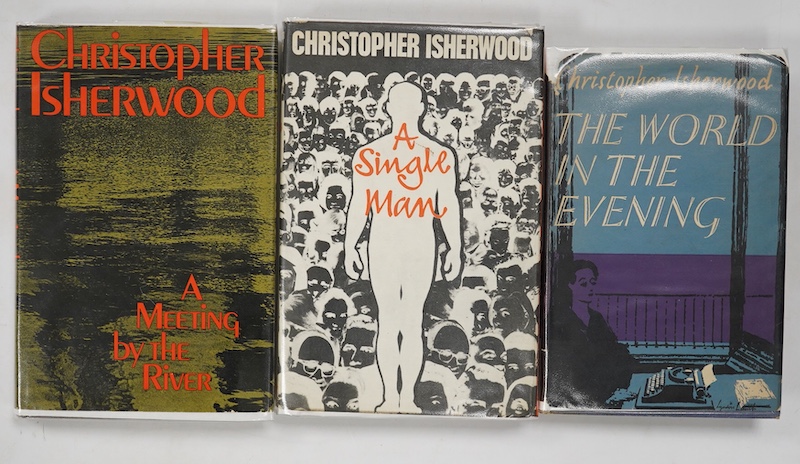 Isherwood, Christopher. The World In The Evening, Methuen and Co Ltd, 1954; A Single Man. Methuen and Co Ltd, 1964, 8vo, original cloth cover, with dust jacket. Dust jacket has publisher's clip across bottom of front fla